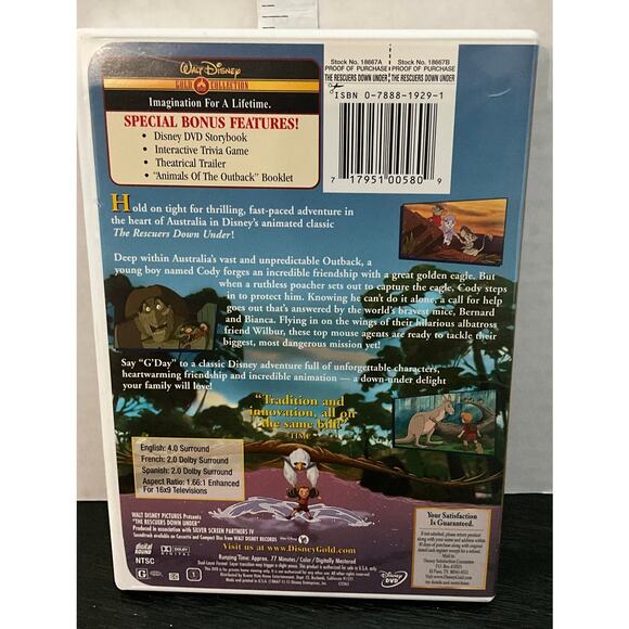 Rescuers & The Rescuers DownUnder DVD’s - Picture 4 of 4